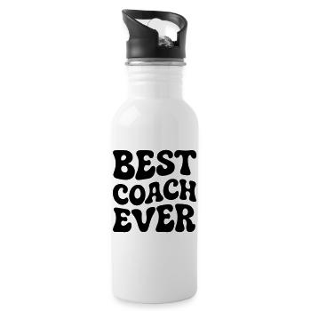 Best Coach ever retro Typography - Water bottle with straw - white - Right