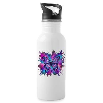 Butterfly - Water bottle with straw - white - Right