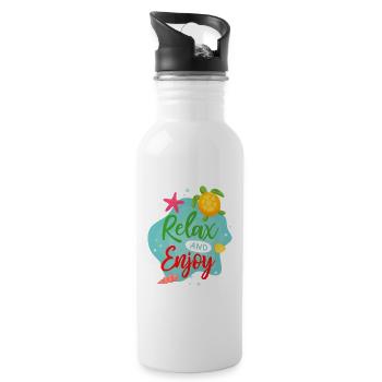 Relax And Enjoy - Water bottle with straw - white - Right