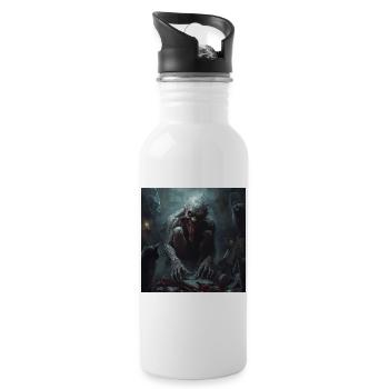 Ghoul in the Basement – The Terrifying Demon of the Night - Water bottle with straw - white - Right