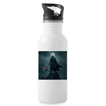 Warrior of the Mountains – Pagan Axe and Moon - Water bottle with straw - white - Right