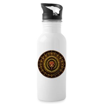 Goldene Schlange Mandala - Trinkflasche mit integriertem Trinkhalm - Weiß - Rechts