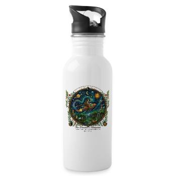 Der Bauplan des Träumers – Kosmisches Abenteuer - Trinkflasche mit integriertem Trinkhalm - Weiß - Rechts