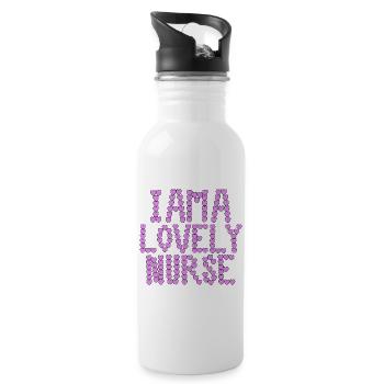 I am a lovely nurse typography - Water bottle with straw - white - Right
