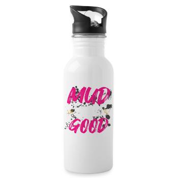 La boue est belle pour la course boueuse Schlammlauf Mud Run - Gourde avec paille intégrée - blanc - Droite