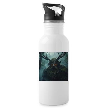 Leszy – Wächter des Uralten Waldes - Trinkflasche mit integriertem Trinkhalm - Weiß - Rechts