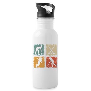 Hockey Field Hockey Retro Graphic For Women Girls - Water bottle with straw - white - Right