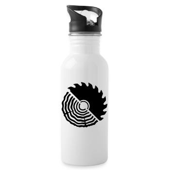 Carpenter Saw Blade Wood Motif - Water bottle with straw - white - Right