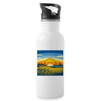 Ukraine Design Ukraine Flag Sunflower Wheat Map - Trinkflasche mit integriertem Trinkhalm - Weiß - Rechts