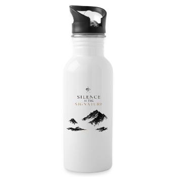 Berge Luxus Natur Minimalismus Signature Eleganz - Trinkflasche mit integriertem Trinkhalm - Weiß - Rechts