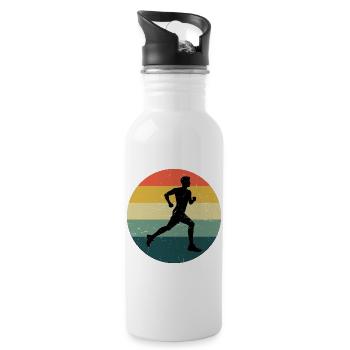 Geschenkidee für einen Running mit Running - Trinkflasche mit integriertem Trinkhalm - Weiß - Rechts