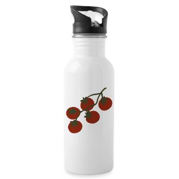 Tomato Cluster on Vine Design - Water bottle with straw - white - Right