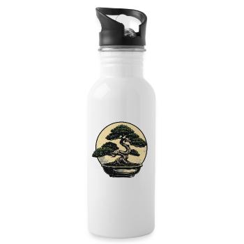 Bonsai in the Zen circle - Water bottle with straw - white - Right
