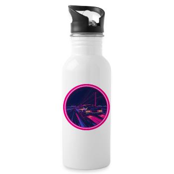 Voiture néon Cyberpunk Synthwave rétro - Gourde avec paille intégrée - blanc - Droite