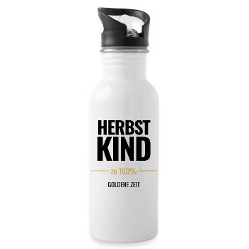 Herbstkind zu 100% Goldene Zeit - Trinkflasche mit integriertem Trinkhalm - Weiß - Rechts