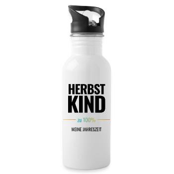 Herbstkind zu 100% Meine Jahreszeit - Trinkflasche mit integriertem Trinkhalm - Weiß - Rechts