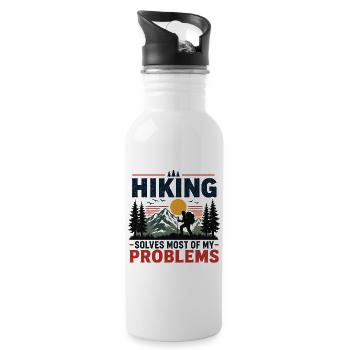 Hiking Solves Most of My Problems - Water bottle with straw - white - Right