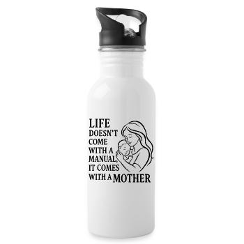 Life comes with a mother – Mutterliebe Design - Trinkflasche mit integriertem Trinkhalm - Weiß - Rechts