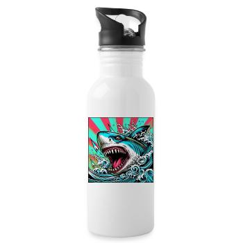 Requin - Gourde avec paille intégrée - blanc - Droite