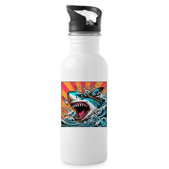 Requin - Gourde avec paille intégrée - blanc - Droite