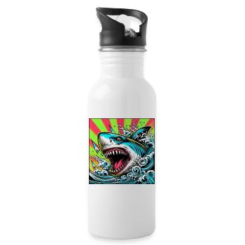 Requin - Gourde avec paille intégrée - blanc - Droite