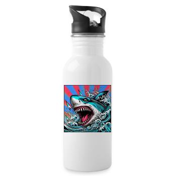 Shark - Water bottle with straw - white - Right
