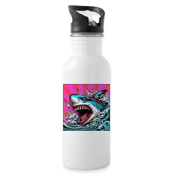 Requin - Gourde avec paille intégrée - blanc - Droite