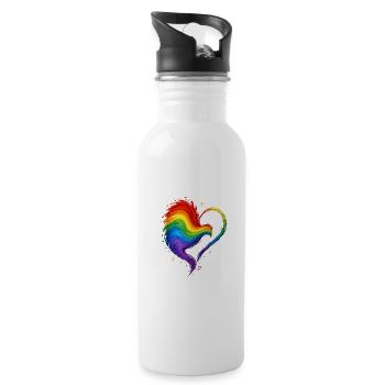 Regenbogen_Design_Heart - Gourde avec paille intégrée - blanc - Droite