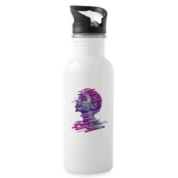 Spiralporträt - Trinkflasche mit integriertem Trinkhalm - Weiß - Rechts