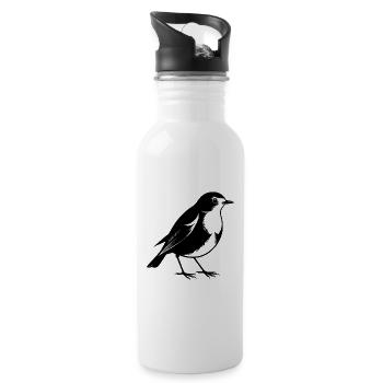 English Robin Bird - Water bottle with straw - white - Right