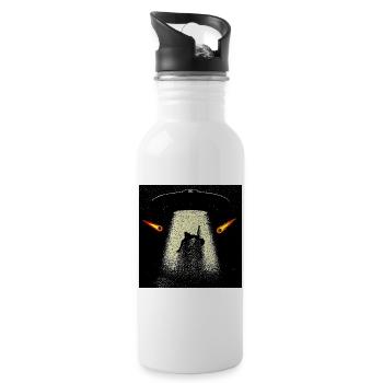 UFO Beam Abduction Silhouette - Water bottle with straw - white - Right
