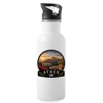 Athens Greece Mediterranean City Holidays - Water bottle with straw - white - Right