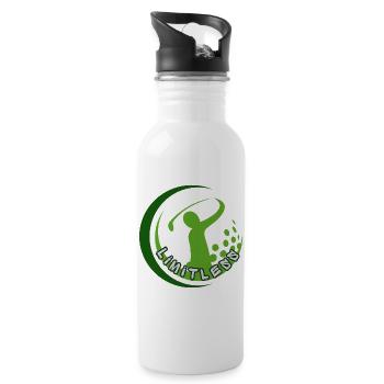 Limitless Golfer Swing Silhouette - Water bottle with straw - white - Right