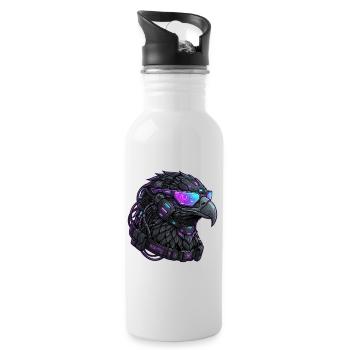 Cyberpunk Eagle Streetwear Mech - Water bottle with straw - white - Right