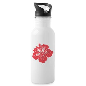 Hibiscus flower - Water bottle with straw - white - Right