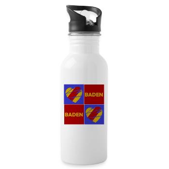Baden Herz Quadrat - Trinkflasche mit integriertem Trinkhalm - Weiß - Rechts