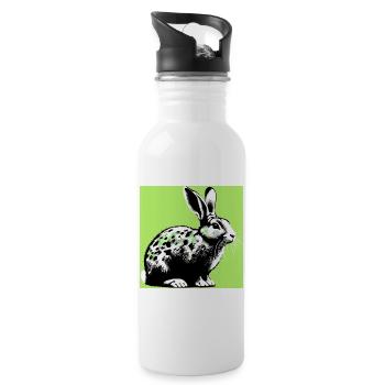 Kaninchen - Trinkflasche mit integriertem Trinkhalm - Weiß - Rechts