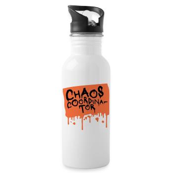 Chaos Coordinator Lustig Titel Eltern Lehrer Logo - Trinkflasche mit integriertem Trinkhalm - Weiß - Rechts