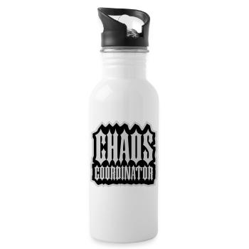 Chaos Coordinator Lustig Titel Eltern Lehrer Logo - Trinkflasche mit integriertem Trinkhalm - Weiß - Rechts