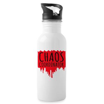 Chaos Coordinator Lustig Titel Eltern Lehrer Logo - Trinkflasche mit integriertem Trinkhalm - Weiß - Rechts