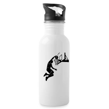 T-Shirt-Basketball-Silhouette - Trinkflasche mit integriertem Trinkhalm - Weiß - Rechts