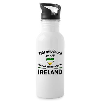 Heart Flag Green White Yellow Ireland - Water bottle with straw - white - Right