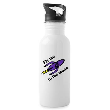 Bitcoin Rakete Violett - Trinkflasche mit integriertem Trinkhalm - Weiß - Rechts