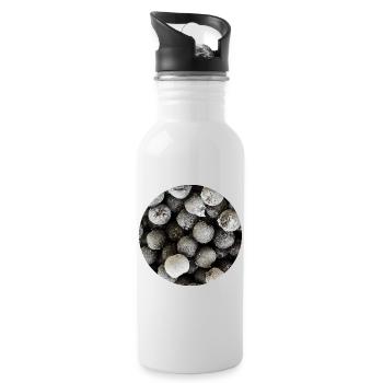 Frozen Chokeberry Circle Graphic - Water bottle with straw - white - Right