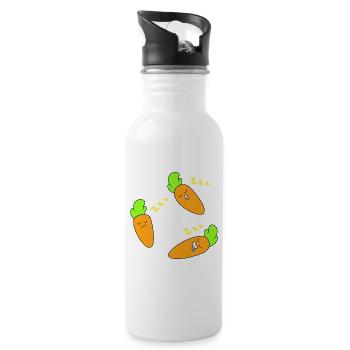 Carrot sleeping face - Water bottle with straw - white - Right