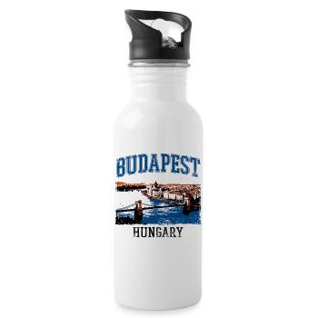 Budapest Hungary Chain Bridge And Parliament - Trinkflasche mit integriertem Trinkhalm - Weiß - Rechts