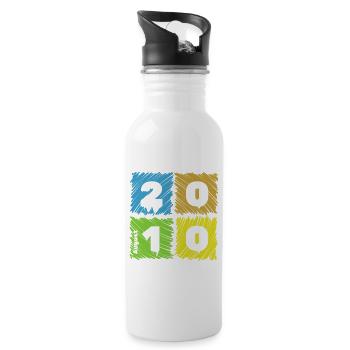 16. Geburtstag Farbige Patches since 08/2010 - Trinkflasche mit integriertem Trinkhalm - Weiß - Rechts