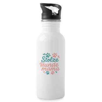 Stolze Hunde Mama - Hunde Liebe - Trinkflasche mit integriertem Trinkhalm - Weiß - Rechts
