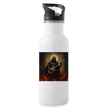 Death with guitar in flames - Water bottle with straw - white - Right