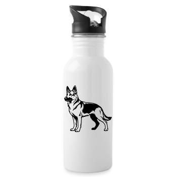 Deutscher Schäferhund - Trinkflasche mit integriertem Trinkhalm - Weiß - Rechts